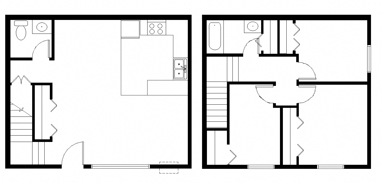 Floor plan for 3 beds, 1.5 baths, 1159 sqft